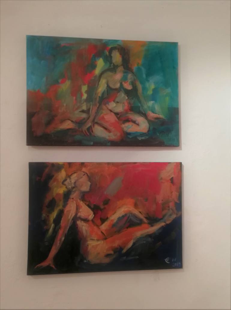 Original Expressionism Nude Painting by Ellen Fasthuber-Huemer 