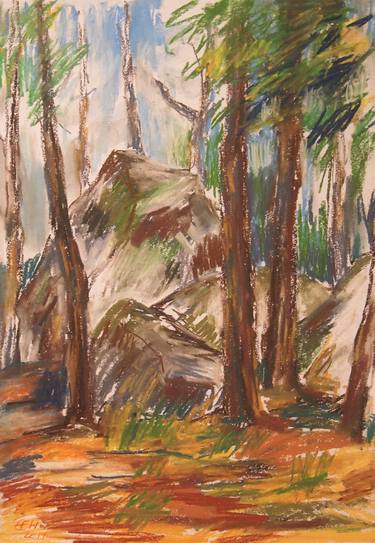 Original Expressionism Landscape Drawings by Ellen Fasthuber-Huemer