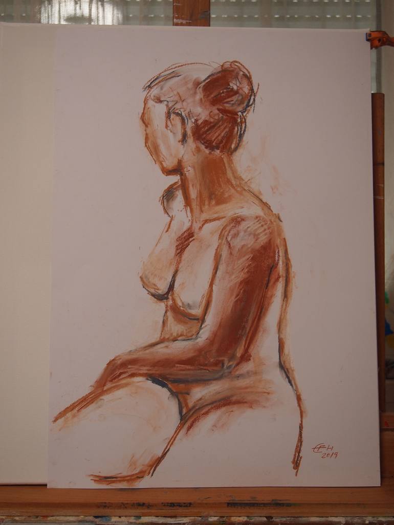 Original Nude Drawing by Ellen Fasthuber-Huemer 