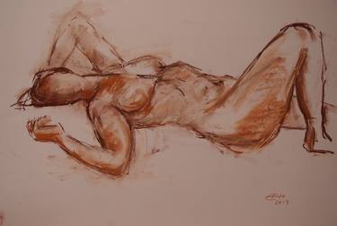 Print of Expressionism Nude Drawings by Ellen Fasthuber-Huemer