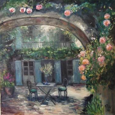 Original Impressionism Garden Paintings by Ellen Fasthuber-Huemer