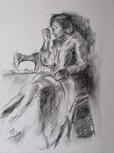 Original People Drawings by Ellen Fasthuber-Huemer