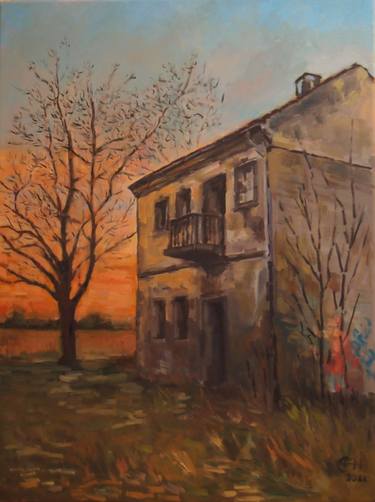 Old House With Setting Sun thumb