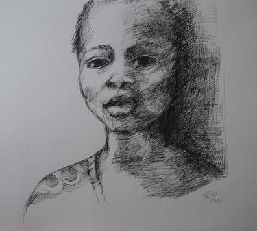 Original Expressionism People Drawings by Ellen Fasthuber-Huemer