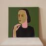 Woman, portrait, figurative art, green