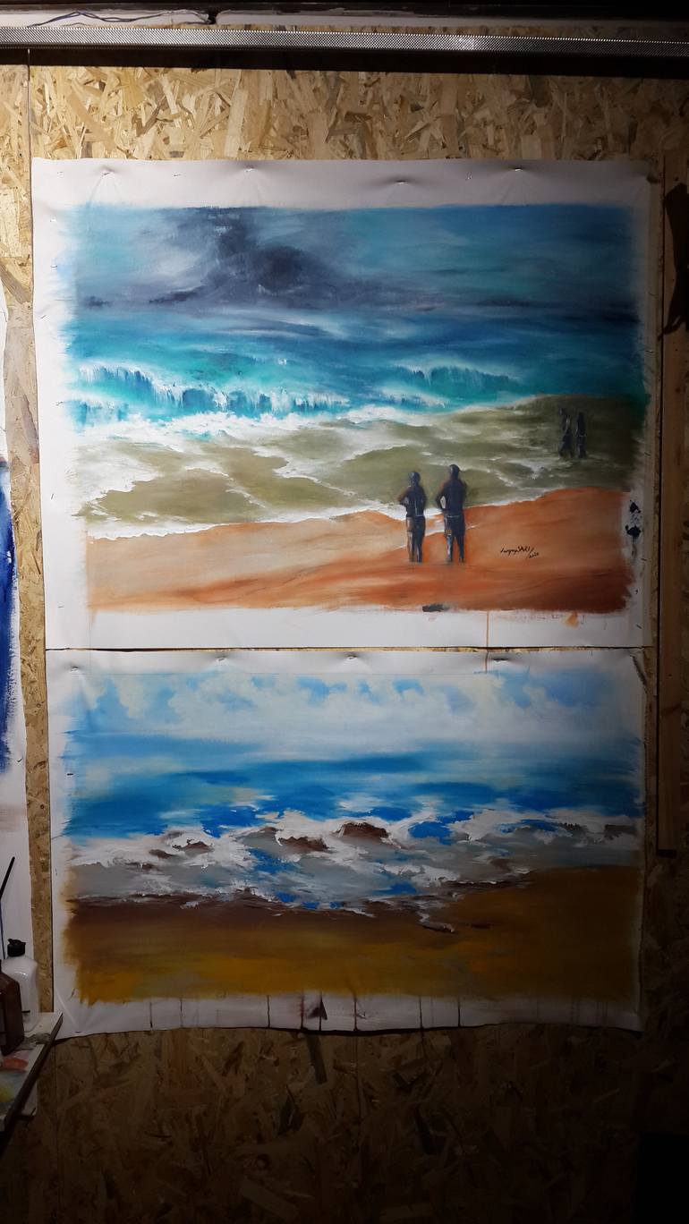 Original Abstract Expressionism Beach Painting by turğay SARI