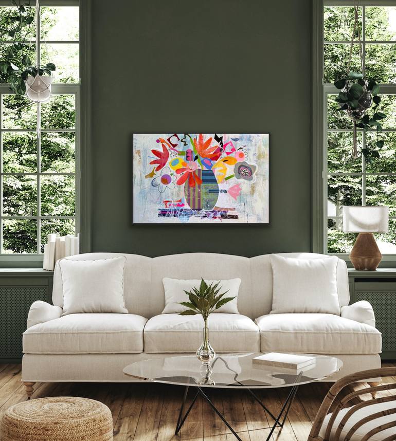 Original Abstract Floral Mixed Media by Kathy Dunaway