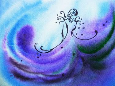 Blue And Purple Wave Of Flamenco Dancing Woman In Water thumb