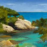 Blue water seascape Mediterranean Sea small art by ELIZAVETA PUGACHEVA