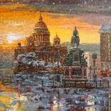 The winter snowfall in the city on the sunset by ELIZAVETA PUGACHEVA