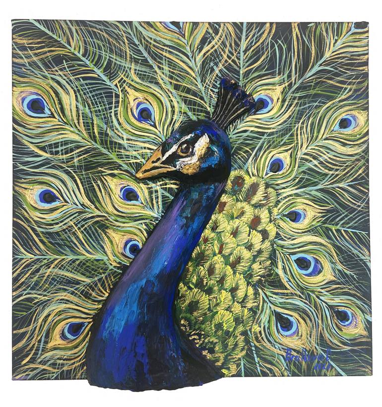 Golden peacock Painting by Darina Bratkova | Saatchi Art