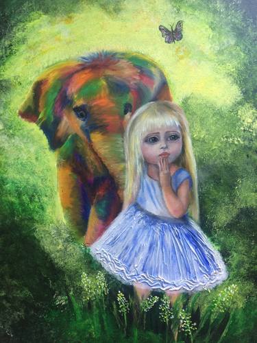 Original Figurative Children Paintings by olha alippa