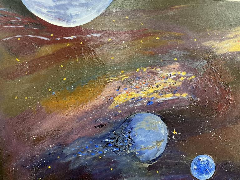 Original Art Deco Outer Space Painting by Viktor Didishvili