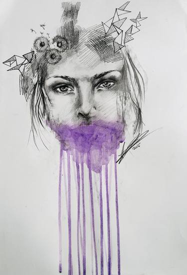 Original Surrealism Women Mixed Media by Arianna Piazza