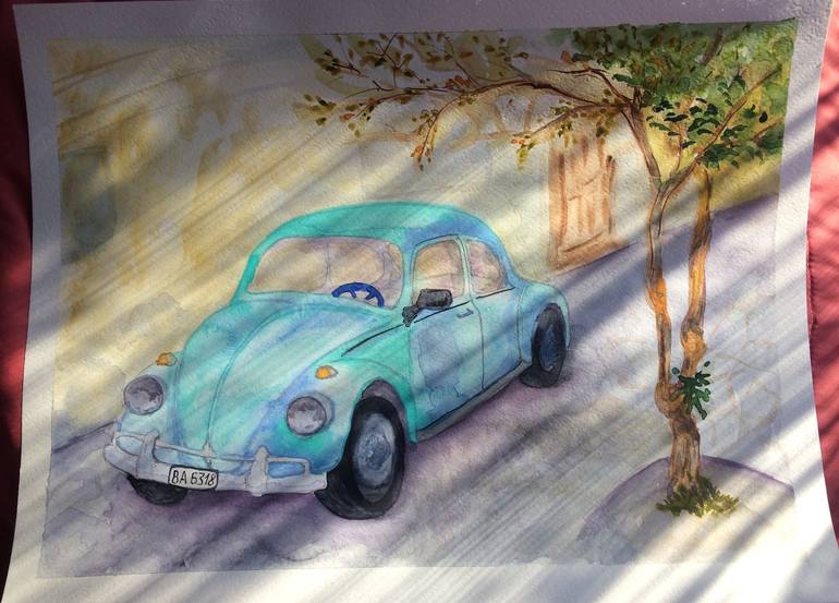 Original Fine Art Automobile Painting by Olga Ivanova