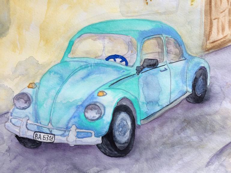 Original Fine Art Automobile Painting by Olga Ivanova