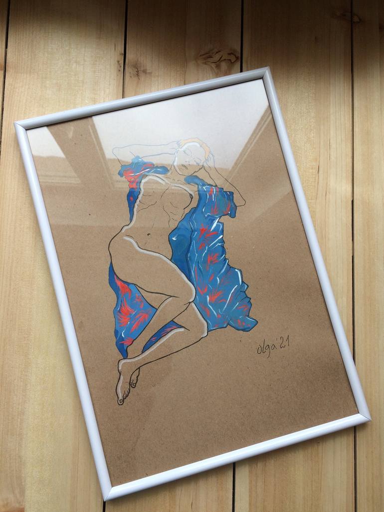 Original Figurative Erotic Drawing by Olga Ivanova