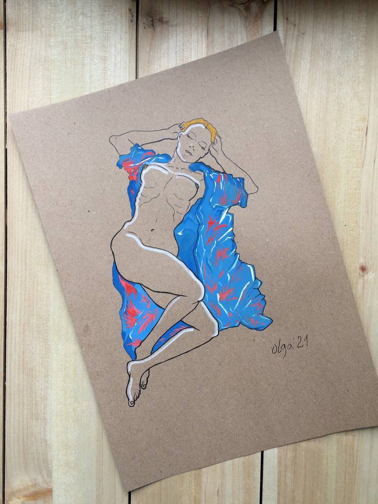 Original Figurative Erotic Drawing by Olga Ivanova