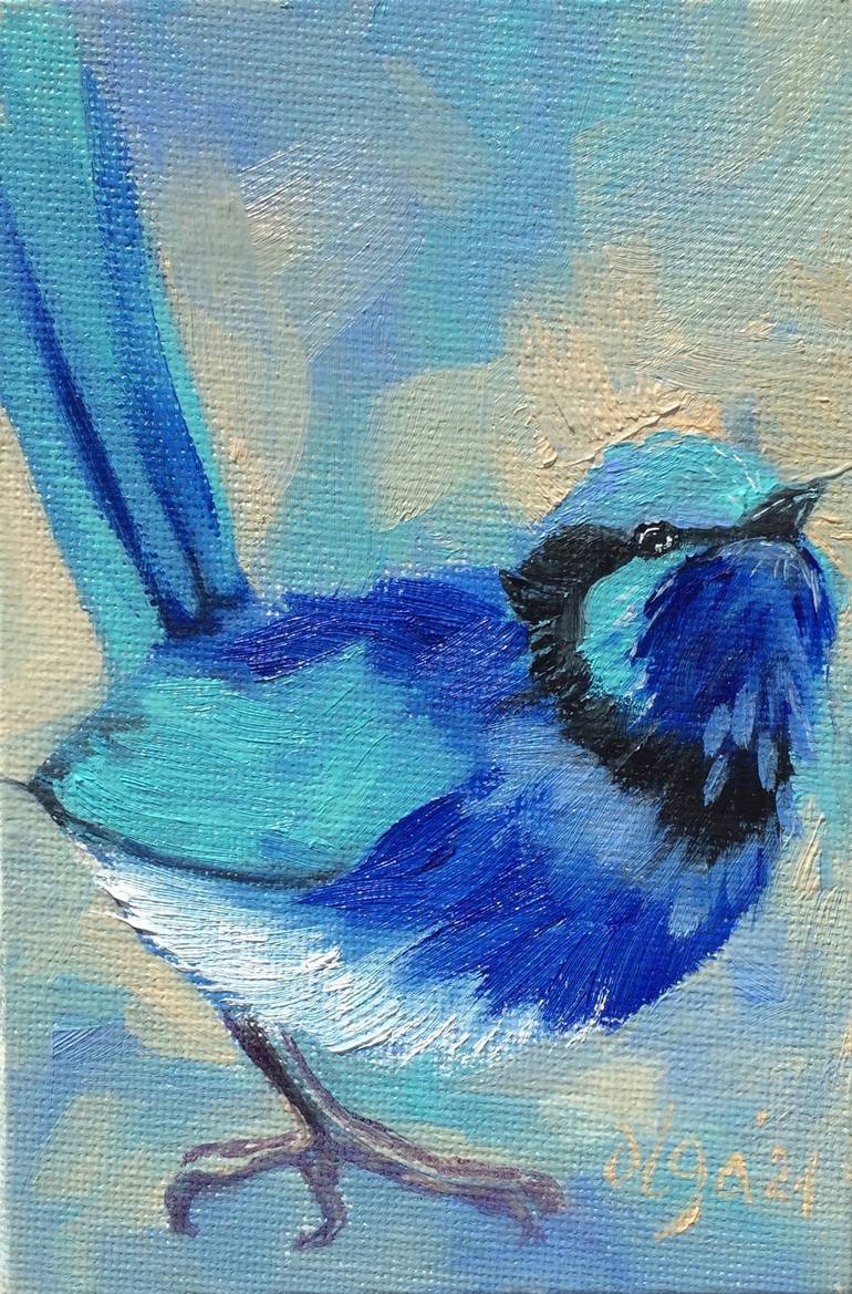 Blue bird n3 Painting by Olga Ivanova | Saatchi Art