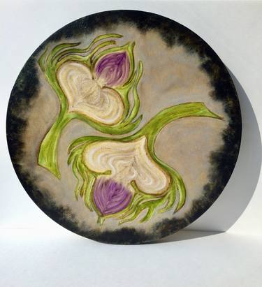 Two artichoke hearts on round canvas thumb