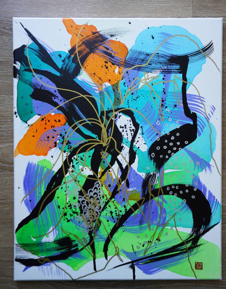 Original Abstract Expressionism Abstract Painting by Odilia Fu