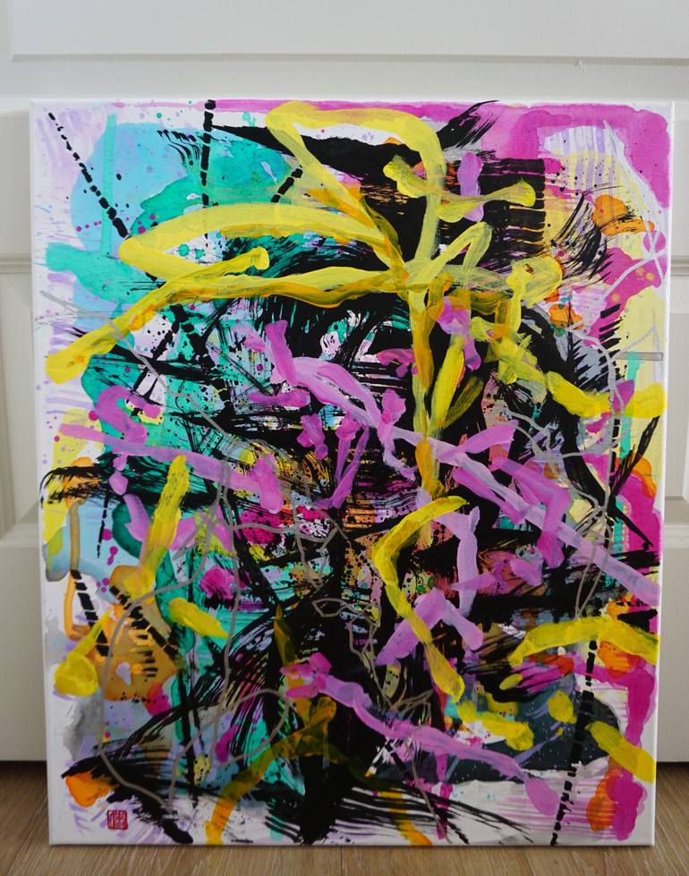 Original Abstract Expressionism Abstract Painting by Odilia Fu
