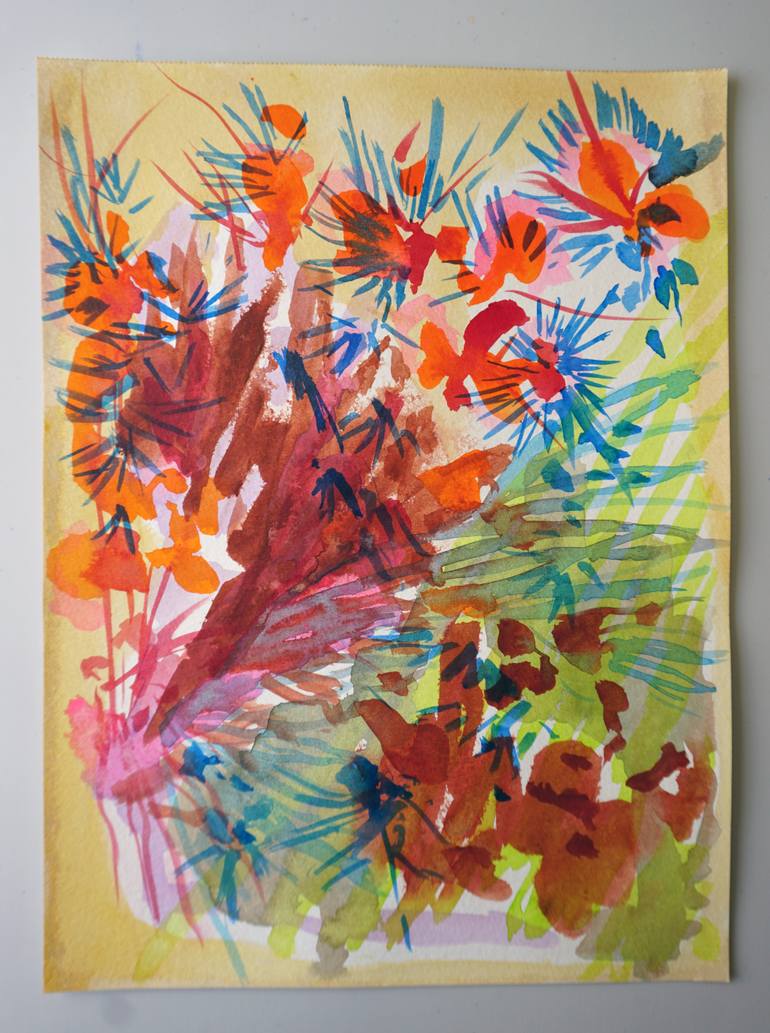 Original Abstract Botanic Painting by Odilia Fu