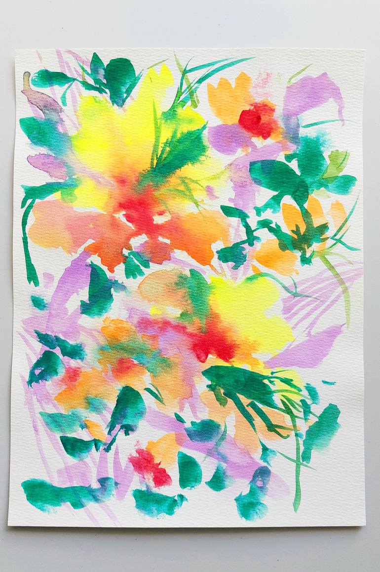 Original Abstract Floral Painting by Odilia Fu