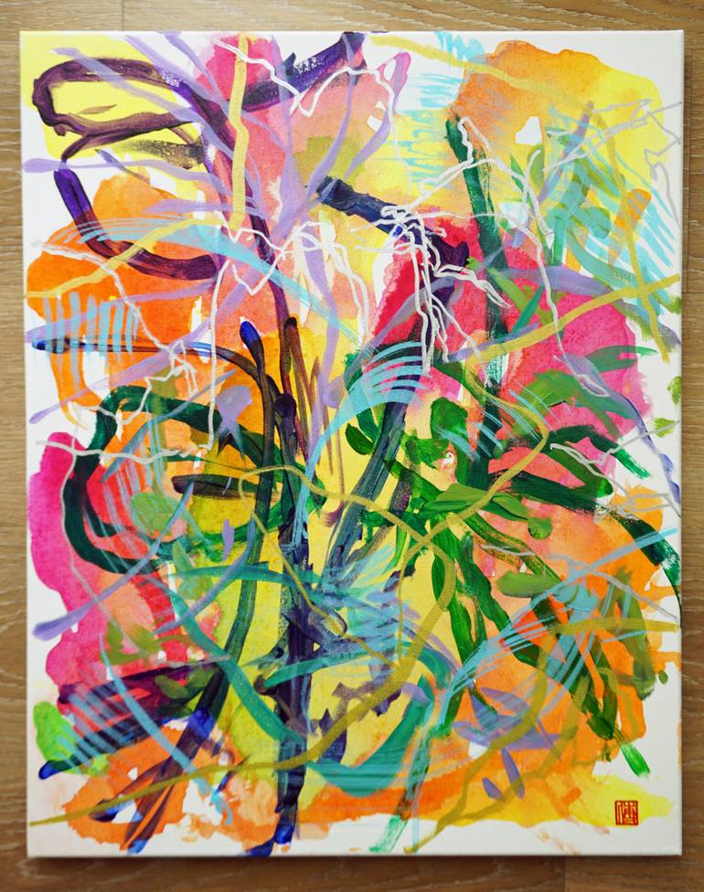 Original Abstract Expressionism Abstract Painting by Odilia Fu