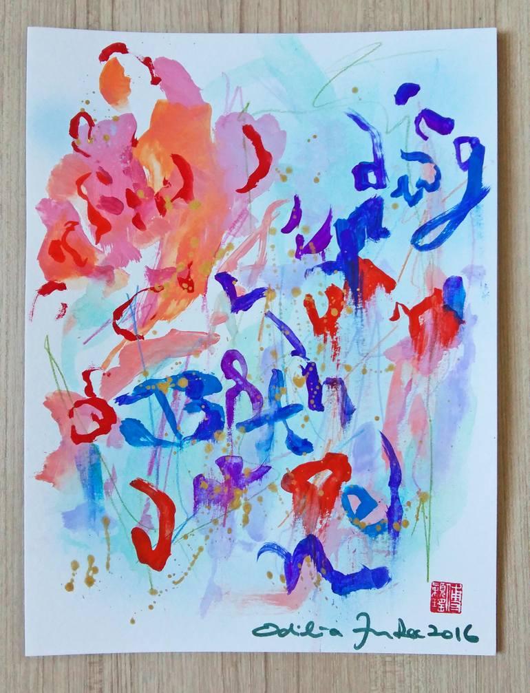 Original Abstract Expressionism Abstract Painting by Odilia Fu