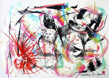 Original Abstract Expressionism Abstract Drawings by Odilia Fu