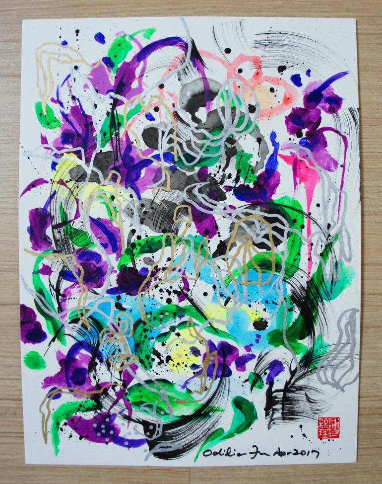 Original Abstract Expressionism Abstract Drawing by Odilia Fu