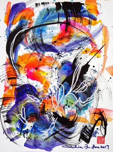 Original Abstract Expressionism Abstract Drawings by Odilia Fu