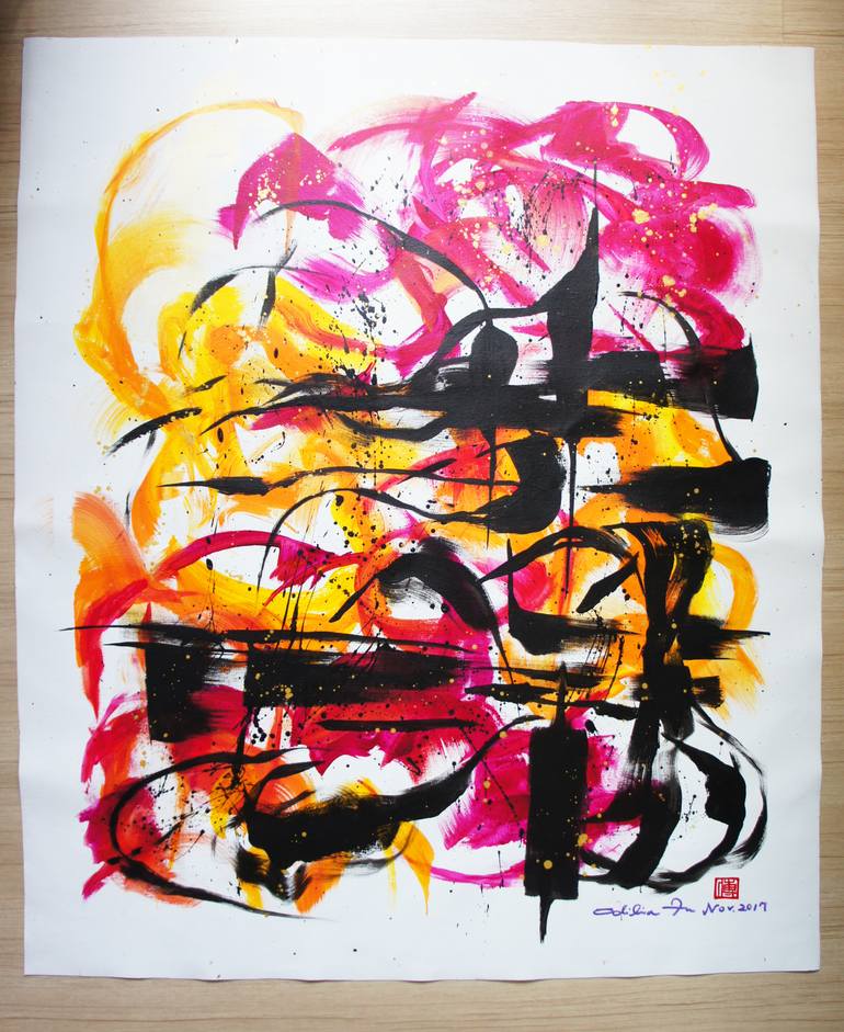 Original Abstract Expressionism Abstract Painting by Odilia Fu