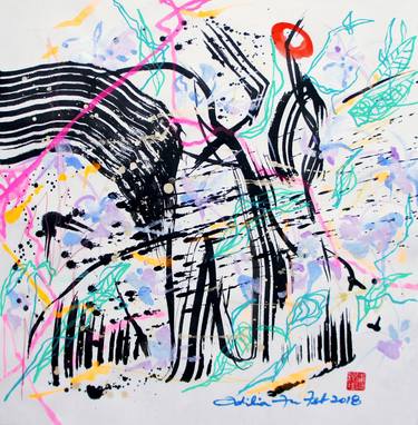 Original Abstract Expressionism Abstract Drawings by Odilia Fu