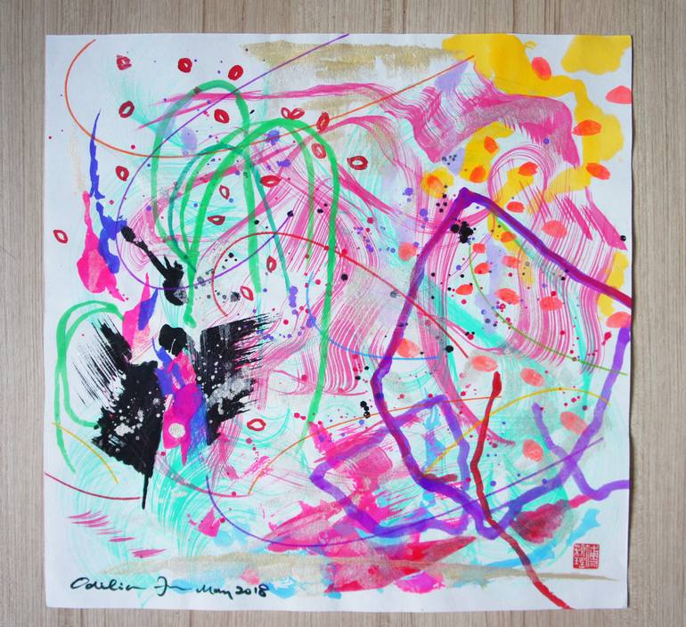 Original Abstract Expressionism Abstract Painting by Odilia Fu