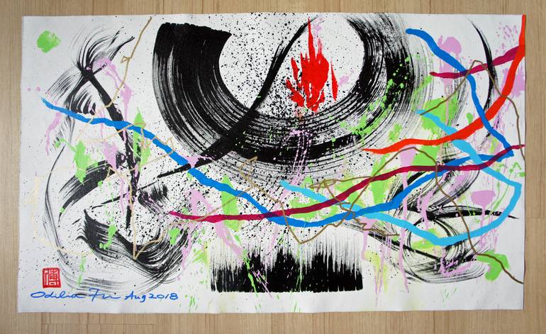 Original Abstract Expressionism Abstract Painting by Odilia Fu