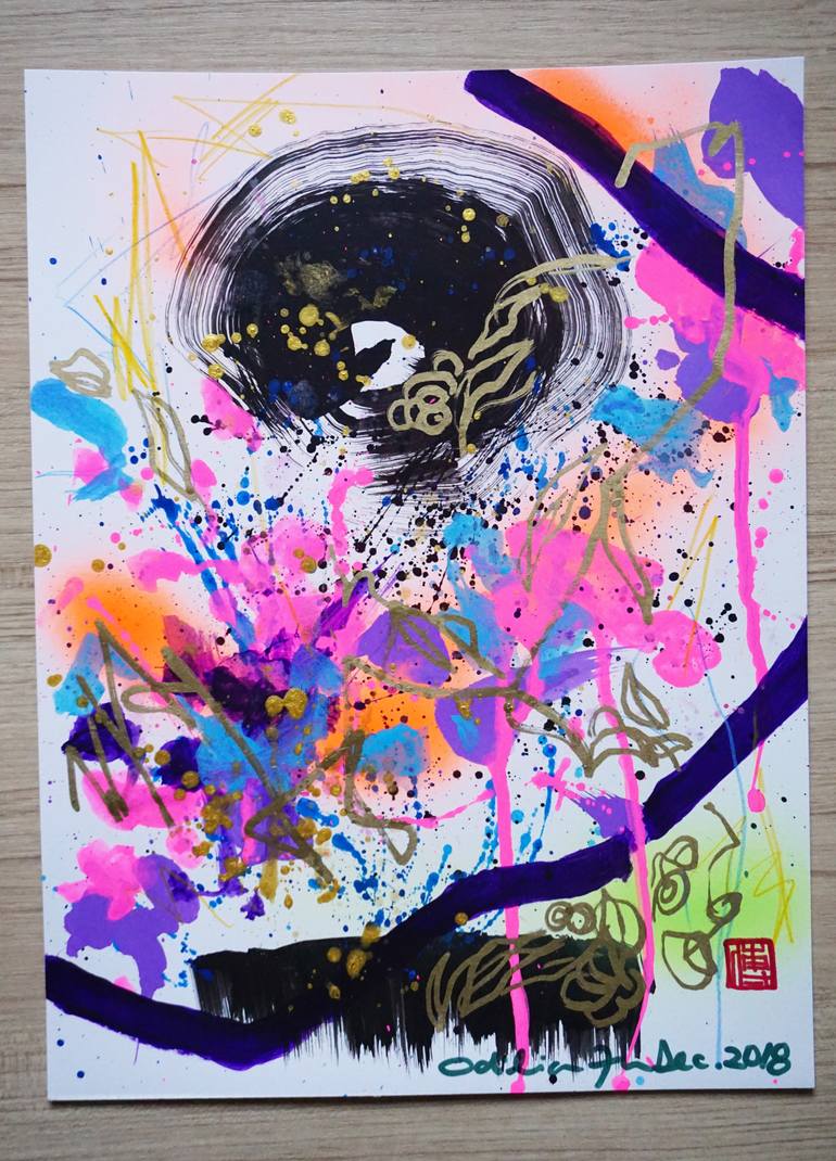 Original Abstract Expressionism Abstract Painting by Odilia Fu