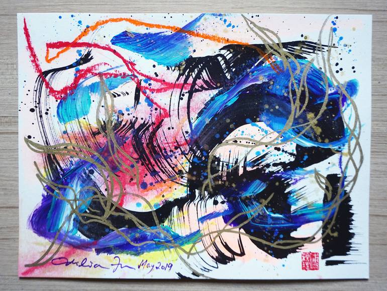 Original Abstract Expressionism Abstract Painting by Odilia Fu