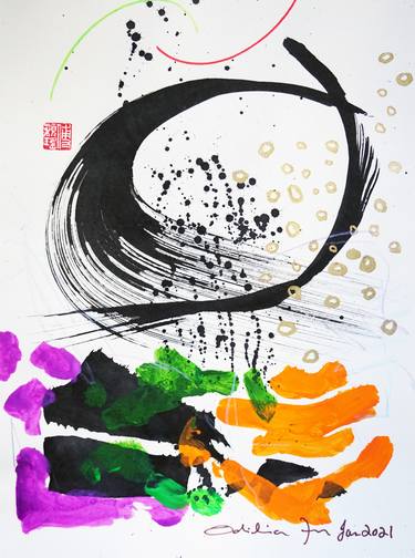 Original Abstract Expressionism Abstract Drawings by Odilia Fu