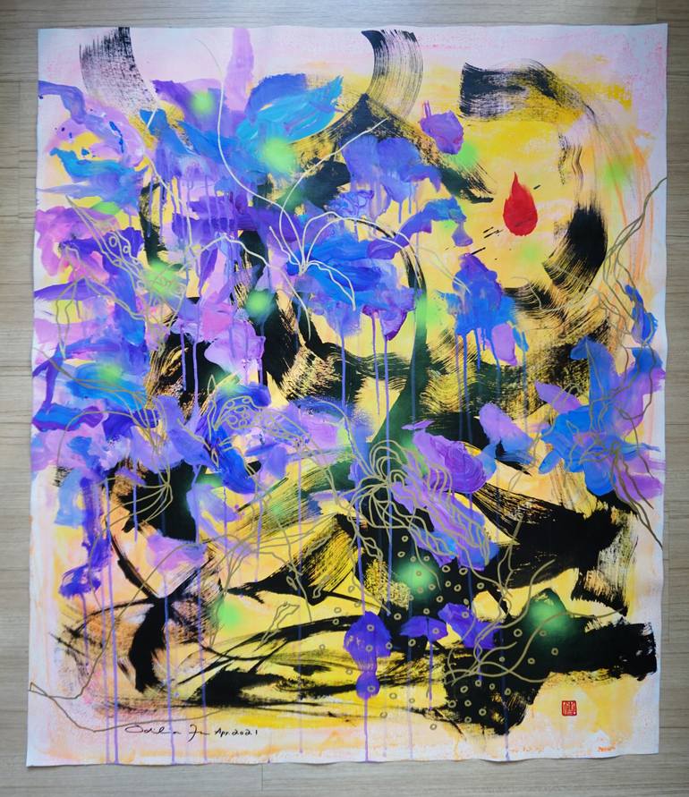 Original Abstract Expressionism Abstract Painting by Odilia Fu