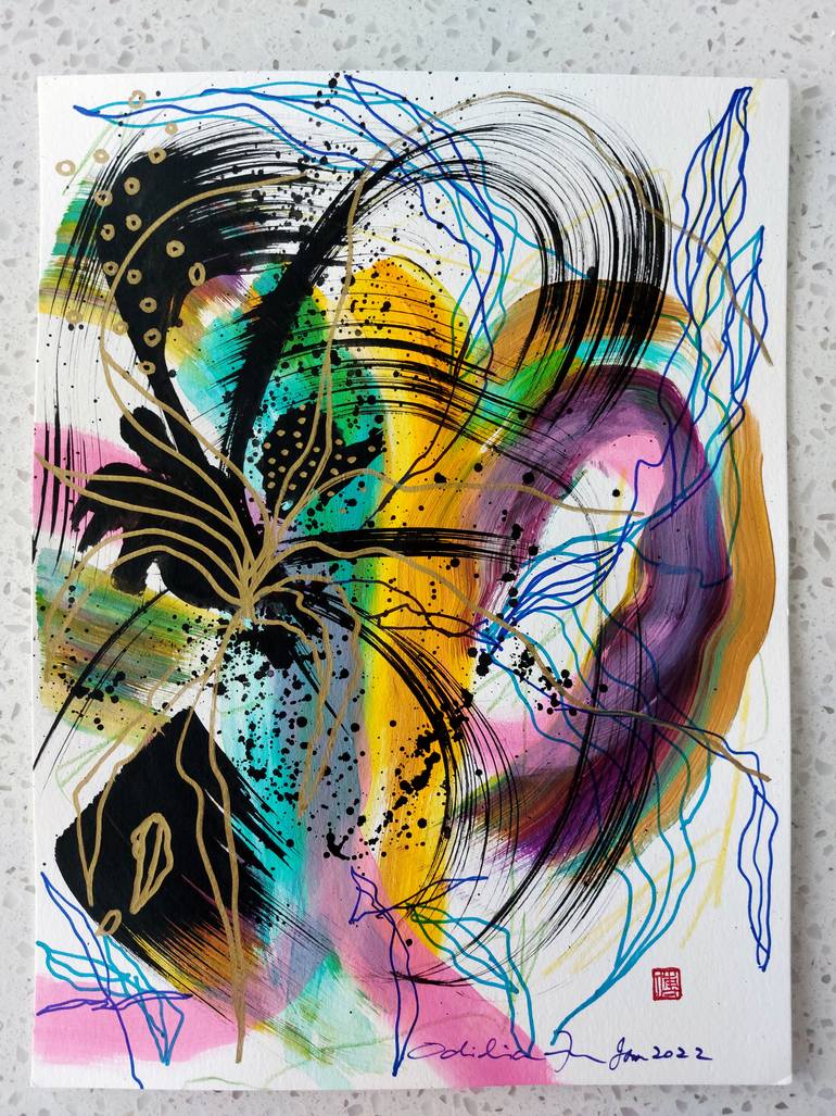 Original Abstract Expressionism Abstract Painting by Odilia Fu