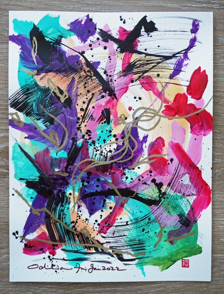 Original Abstract Expressionism Abstract Painting by Odilia Fu