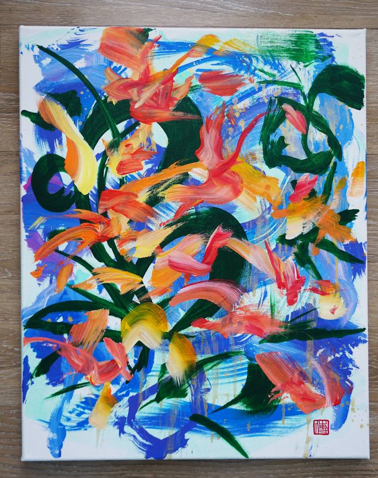 Original Abstract Expressionism Abstract Painting by Odilia Fu