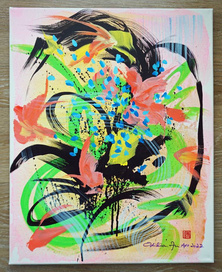 Original Abstract Expressionism Abstract Painting by Odilia Fu