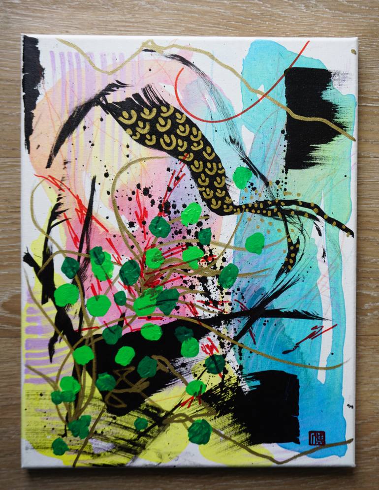 Original Abstract Expressionism Abstract Painting by Odilia Fu
