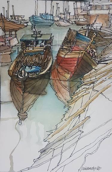 Print of Realism Boat Paintings by Michael YC Lip