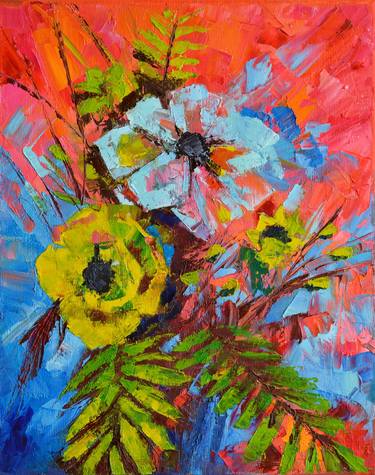 Original Fine Art Floral Paintings by Olga Lionart