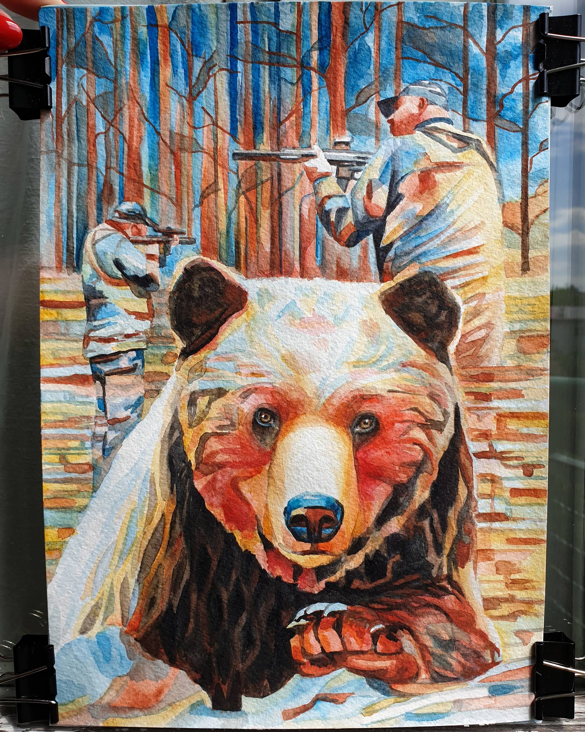 Original watercolor illustration Bear