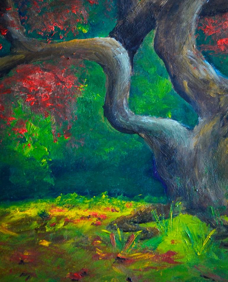 Original Impressionism Tree Painting by julia makors